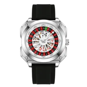 Men's Lucky Charm Poker Watch - Rotating Card Dial with Luminous Quartz Movement - Casino Style High Roller Design for Poker Nights - Bold Gift for Blackjack Players, Casino Enthusiasts & Fortune Seekers