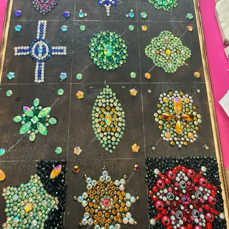 Rainbow rhinestone quilt board