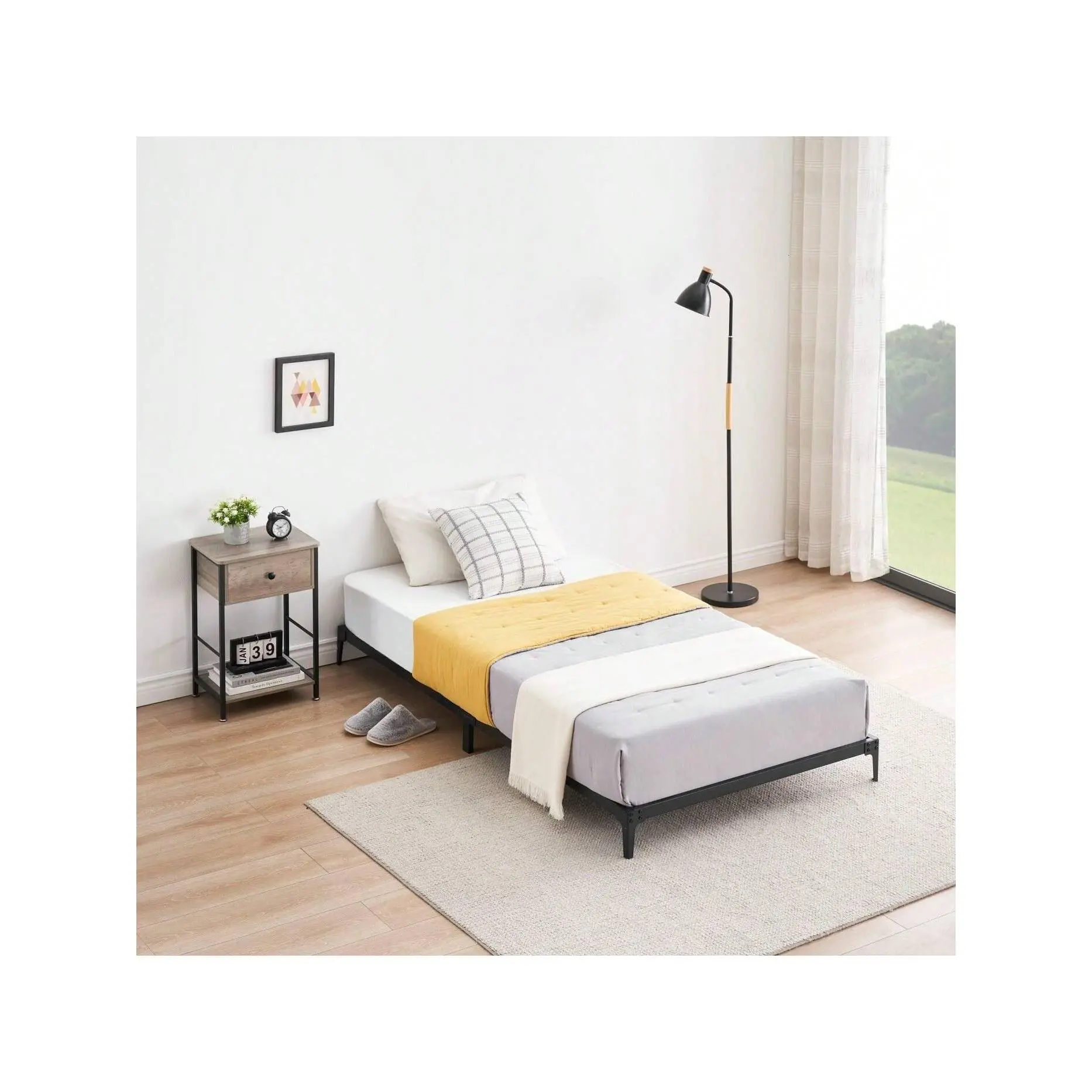 Metal Low Bed Frame, 6 Inch Full Size Platform Bed Frames, Heavy Duty Mattress Foundation, No Box Spring Needed, Easy Assembly & Strong Bearing Capacity,Black
