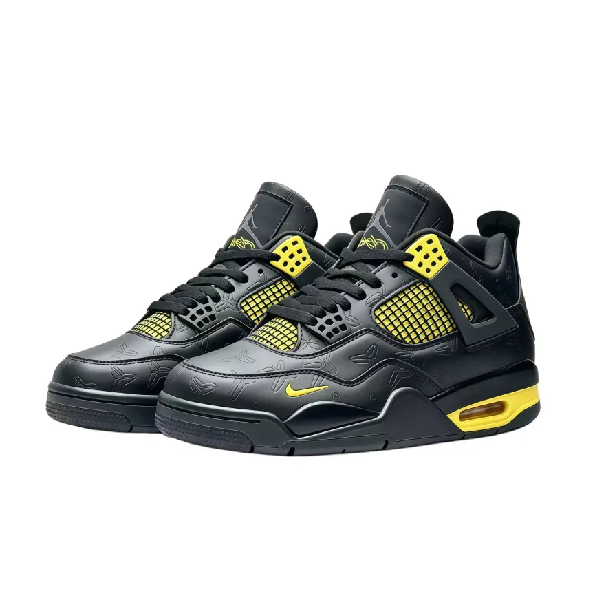 Black Yellow Mid Top Basketball Shoes Unisex Breathable Cushioned