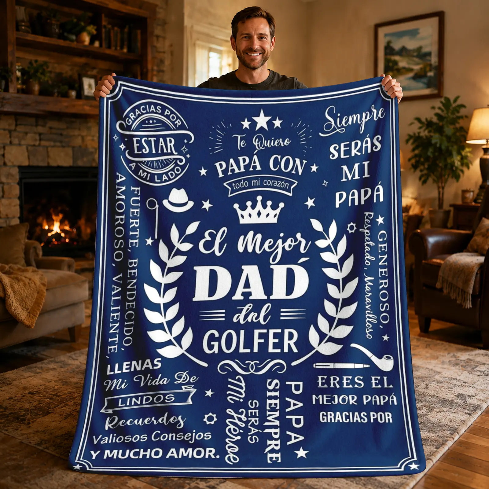 Classic Printed Text Flannel Golf Throw Blanket - Wrinkle Resistant, Durable, Soft, Cozy Warm, Multi-Size (30x40in for Babies, 80x60in Big for Adults), PVC Material, Thoughtful Gift for Papa/Family, Couch Decor, 30X40 Inches