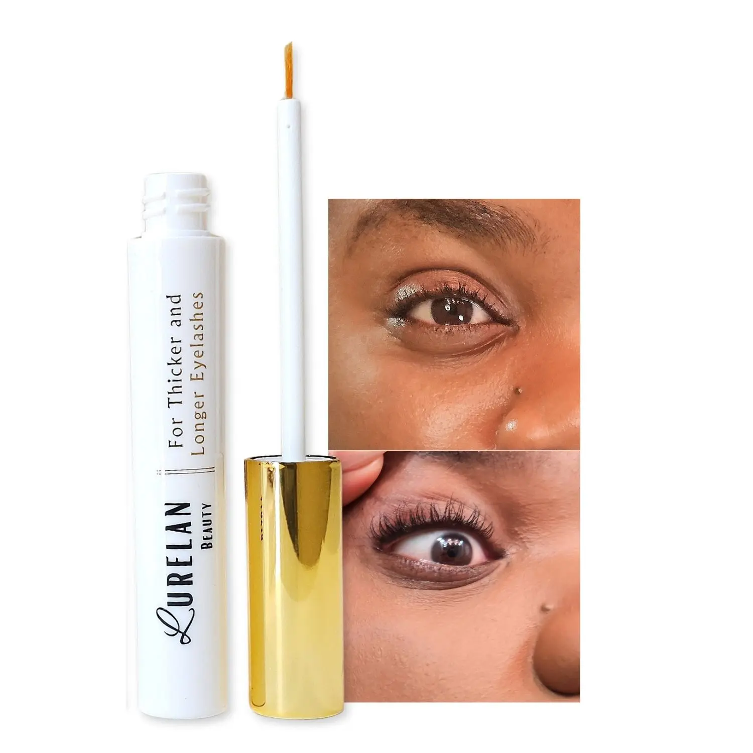 Lurelan Beauty Eyelash Growth Serum Oil - Safe with Fast Result, Organic Castor Oil, Rosemary Oil & Ginseng Extract for Enhanced Lash Growth Makeup Mascara