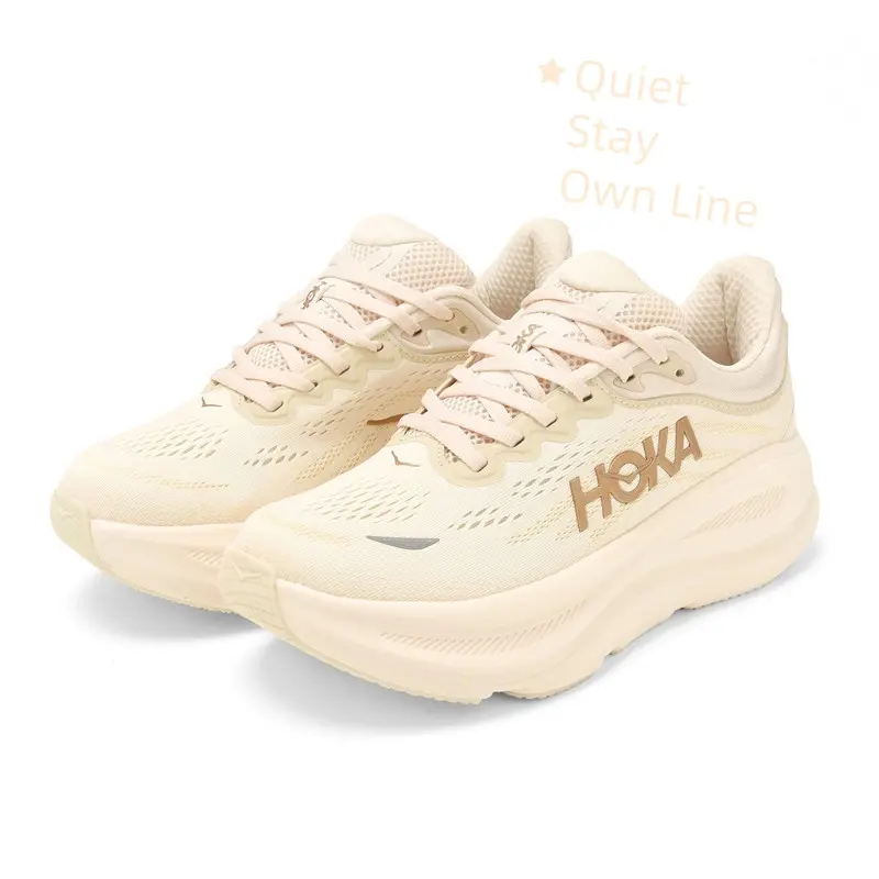 Low-Key Bronze Embellishment Milk Apricot Breathable Flyknit Mesh Cushion Thick Sole Sneakers, High Rebound Soft Foam Outsole Lightweight Unisex Casual Footwear For Professional Marathon Training & City Daily Stroll