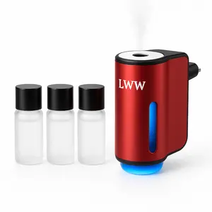 LWW Dual Car Diffuser Set Waterless Auto-Off Plug & Play Long-Lasting Fragrance for Car & Home Includes 3 Premium French Essential Oils with Supplier Warranty