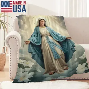 Virgin Mary Blanket Wrap Yourself in Divine Comfort Soft Funny Throw Blanket Cozy Lightweight Plush Portable Cover Blanket For Sofa,Warm Gift For Birthday,Christmas,Multiple Blanket