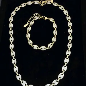 Elegant G 14k Gold Filled Necklace with Gemstones and Bracelet 14k ORO LAMINADO DE ALTA CALIDAD High-Quality Gold-Filled Jewelry Set