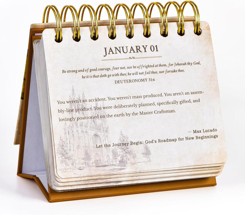 Daily Bible Quote Motivational Calendar - Undated Flip Desk Calendar with Christian Desk Decor