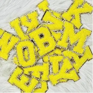 Yellow with Gold Glitter Chenille Letters