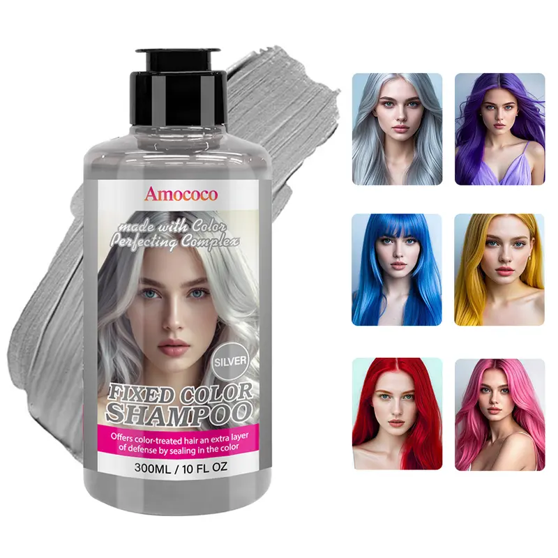 AMOCOCO 300ml Liquid Fixed Color Shampoo Cleanser - Alcohol-Free Haircare Solution, Anti-Fade, Purifying Deep Cleaning, Smooth Texture, for Any Hair Color, Youth-Friendly, No Undespecified Detrimental Elements