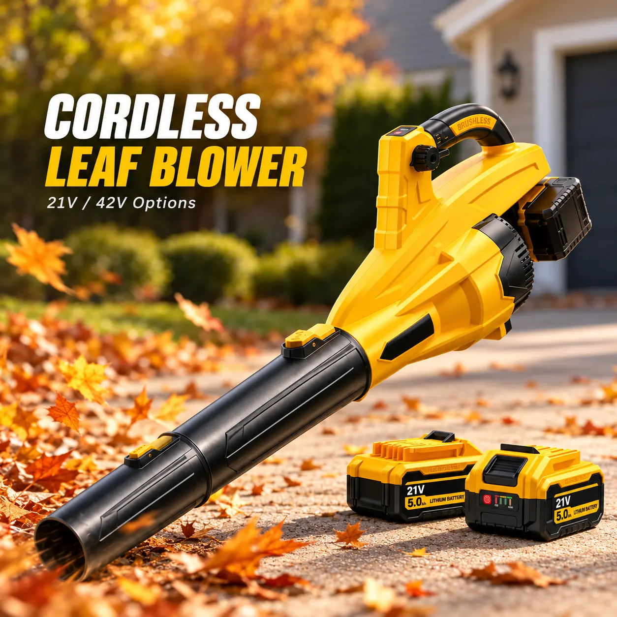 Cordless Handheld Leaf Blower & Vacuum - 21V/42V Brushless Electric, Portable, Handheld Grip, 2 Batteries, 2 Chargers, 12-Speed Control, Turbo Boost, Detachable Tube, Leaf Cleanup Garden Tool, Portable Leaf Blowers & Vacuums