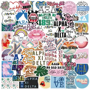 50 Cartoon Alpha Xi Delta Stickers for DIY Decorating Skateboards and Phone Cases (PVC Waterproof Stickers) Accessories