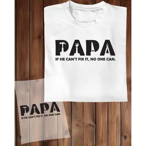 Papa Fixed It DTF Transfer – Ready to Press Handy Dad Design Premade Direct to Film Heat Transfer for Father’s Day or DIY Dad Gift Shirts