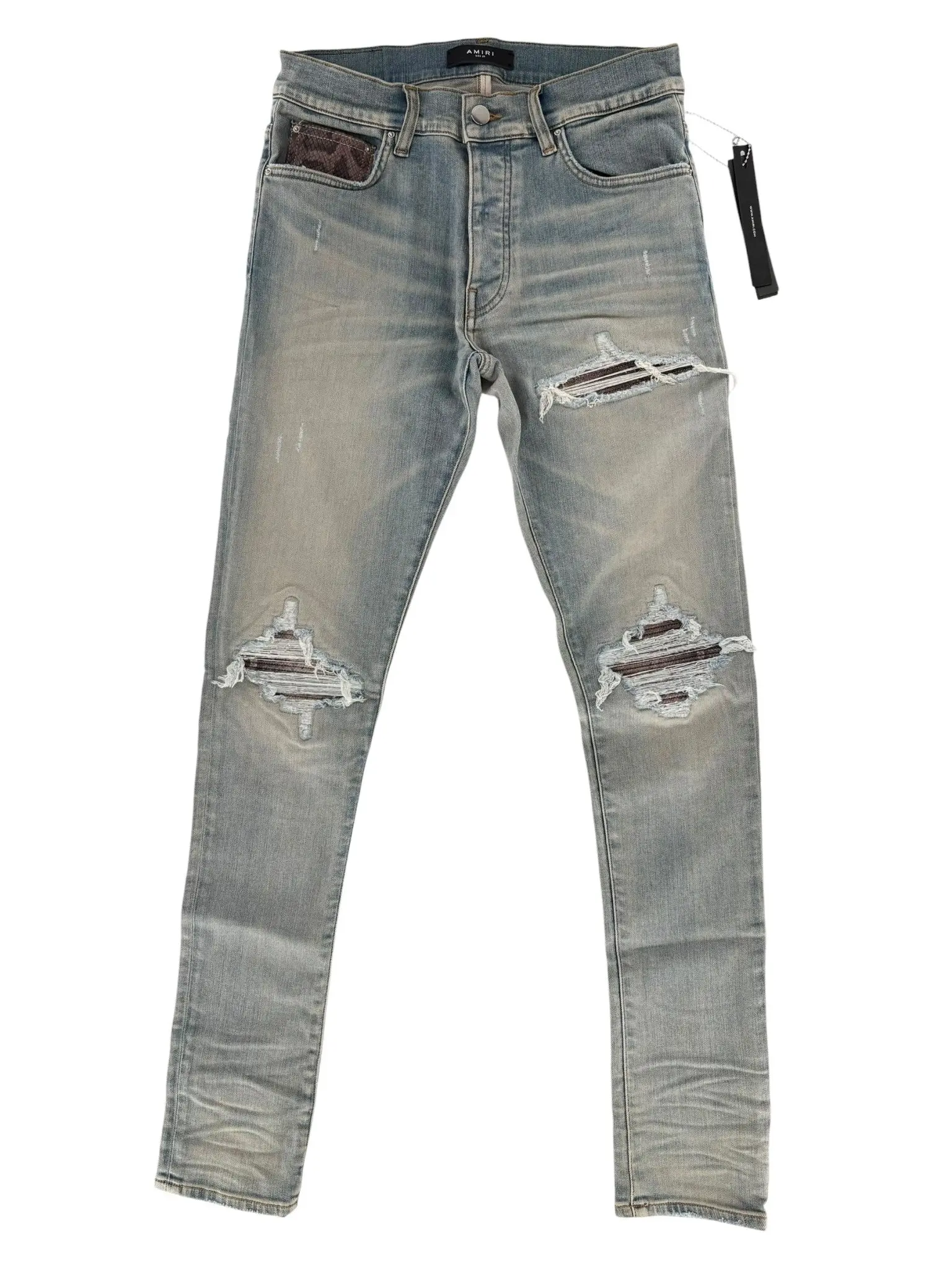 1163734 Amiri Snakeskin MX1 Blue Indigo Jeans