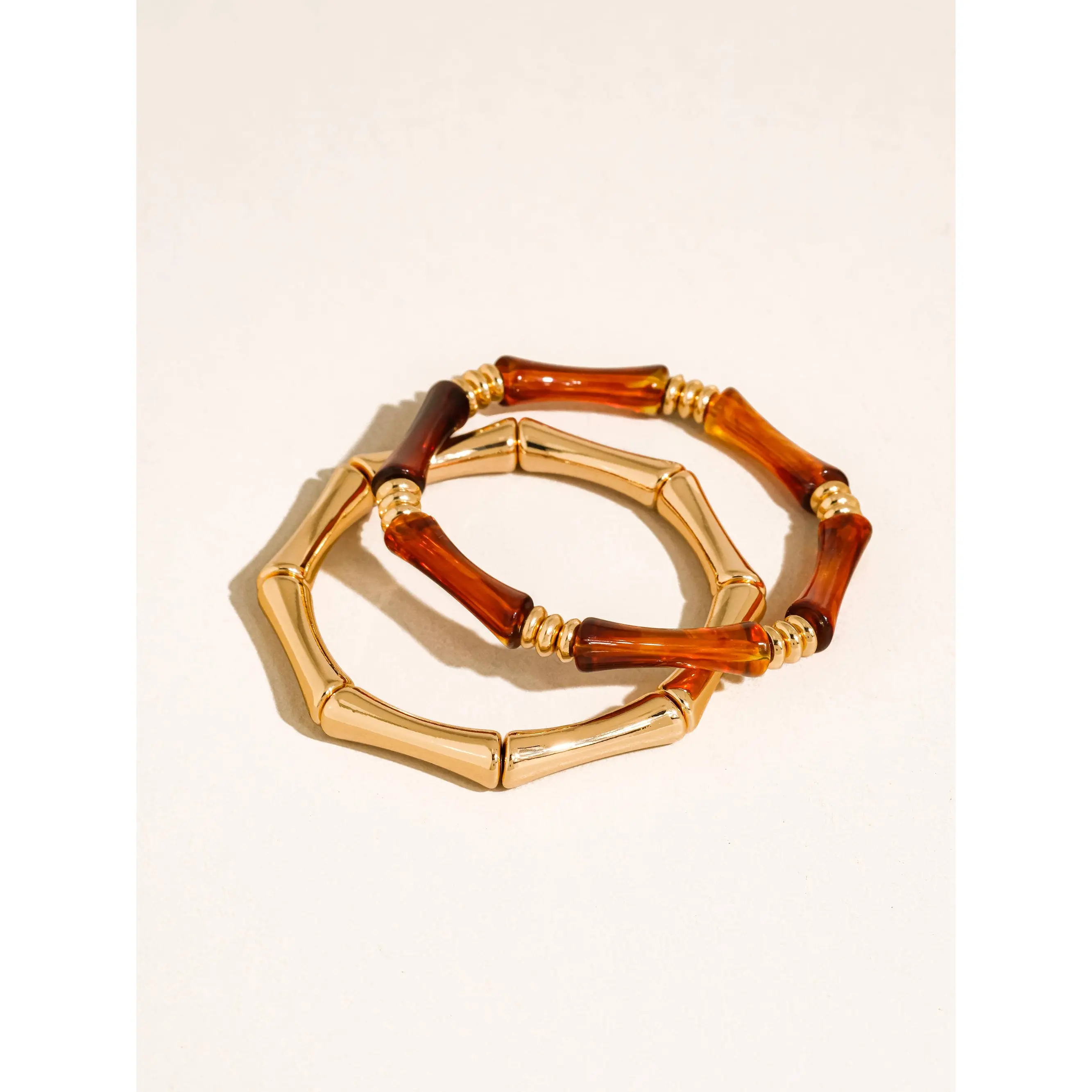 Alun 18K Gold Non-Tarnish Bamboo Resin Bangle Set