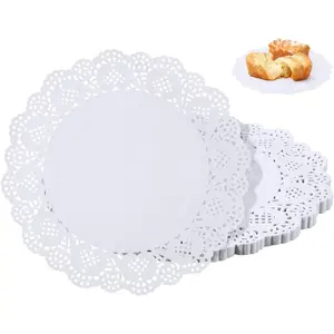 150 Pcs 6" White Lace Paper Doilies Disposable Round Liners for Buffet Cakes Fried Foods Party and Wedding Table Settings Kitchen Table Linens Decorative Food Display Dinnerware Protection
