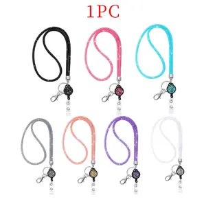 Rhinestone Decorated Lanyard, 1 Count Shiny ID Badge Holder Lanyard, Identification Badges & Supplies for Office School, Personalized Lanyard
