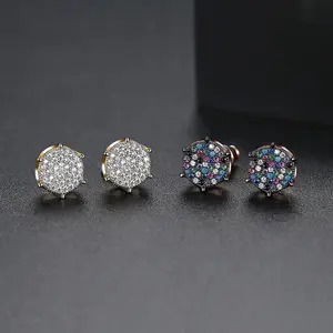 CzCity Bridal Stud Earring CZ Women's Earrings Multicolor Tiny CZ Paved Jewelry Cubic Zirconia 3A Stud Earrings E-2018110108 Trendy Star Shape Rhodium Plated