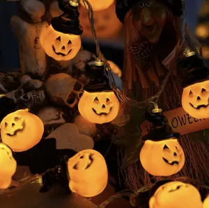 Halloween Pumpkin String Lights 20 Lamps 3M|9.84 ft USB Powered  – Cute LED Halloween Night Light Garland for Indoor & Outdoor Décor, Halloween Window Lights, Outdoor Halloween Lights, Fairy Lights for Parties, Haunted House & Holiday Decorations Gift