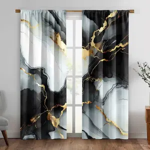 2 pieces of cartoon Bohemian-style printed curtains, made of polyester with semi-transparent texture, machine washable, suitable for bedrooms, living rooms and home decoration curtains.