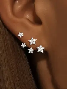 Elegant Star Zircon Earrings, Elegant Minimalist Earrings, Simple Stainless Steel Studs for Women & Girls, Perfect Ladies Gift, Artificial Gemstone Jewelry