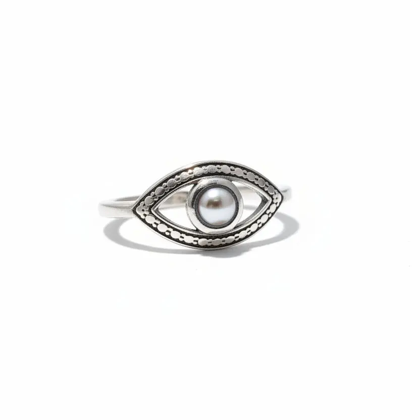 Sterling Silver Evil Eye 925 Ring, Protection Jewelry, , Casual, Minimalist