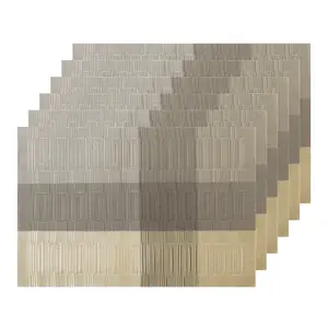 REGALWOVEN Placemats Set of 6, Heat-Resistant Woven Placemat, Non-Slip Washable Place Mats, Easy to Clean Table Mats for Dining Table 18x12 inch Grey White