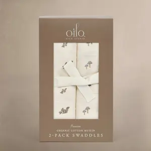 Squirrel & Mushroom - Muslin Swaddle Blanket Set