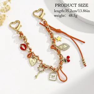 1-Piece Stylish Heart-Shaped Keychain with Multi-Pendant Woven Keychain/Bag Ornament | Perfect Christmas and Halloween Gift, Stylish Accessory, Holiday Gift, High-Quality Pendant, Ideal for Fashion Lovers.
