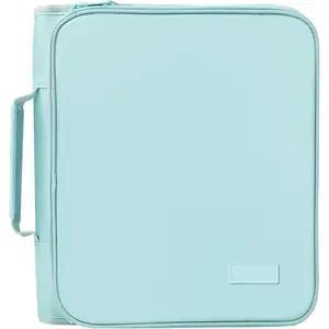 Zippered Binder Bag with Handle, 2-Inch 3-Ring O-Ring, 500-Sheet Capacity, Includes Zip Pocket, 5-Tab Expanding File Folder, Multi-Pocket Organizer Binder for Middle School, Sky Blue