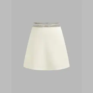 Cider [size 2-10] Satin Mid Rise Rhinestone Chain Mini Skirt