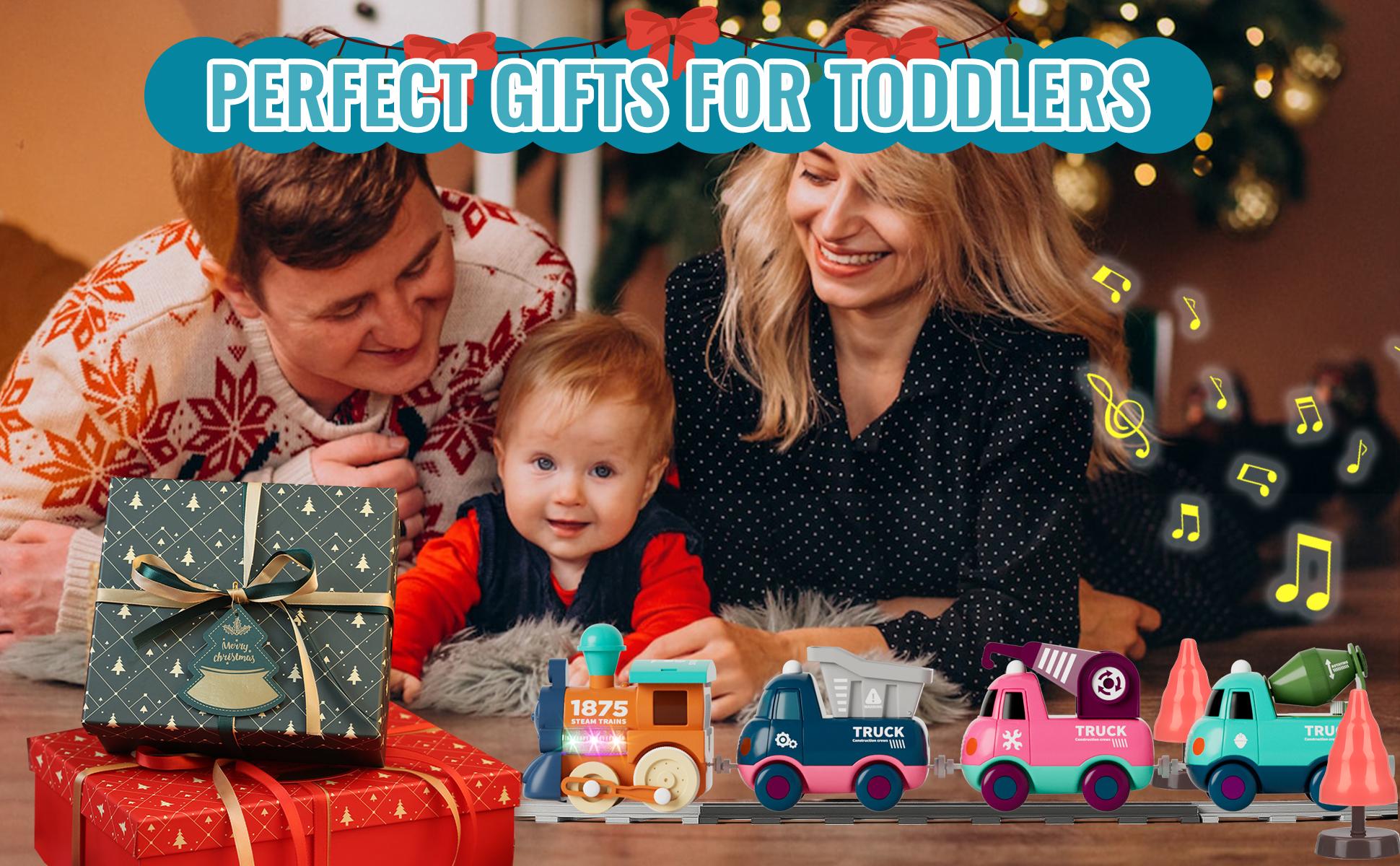 MORECOLL Train Set for Toddlers w/Steam, Music & Lights - First Choo Choo Train for Toddlers, Electric Train Set for Kids, Magnetic Train Toys, Christmas Birthday Gifts for Boys Girls