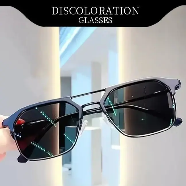 Men's Aviator Sunglasses, Lightweight Double-Bridge Metal Frame with Photochromic Anti-Glare Lenses, UV400 Protection for Driving & Outdoors, Aviator Frames Sunglasses, Smart Photochromic Sunglasses