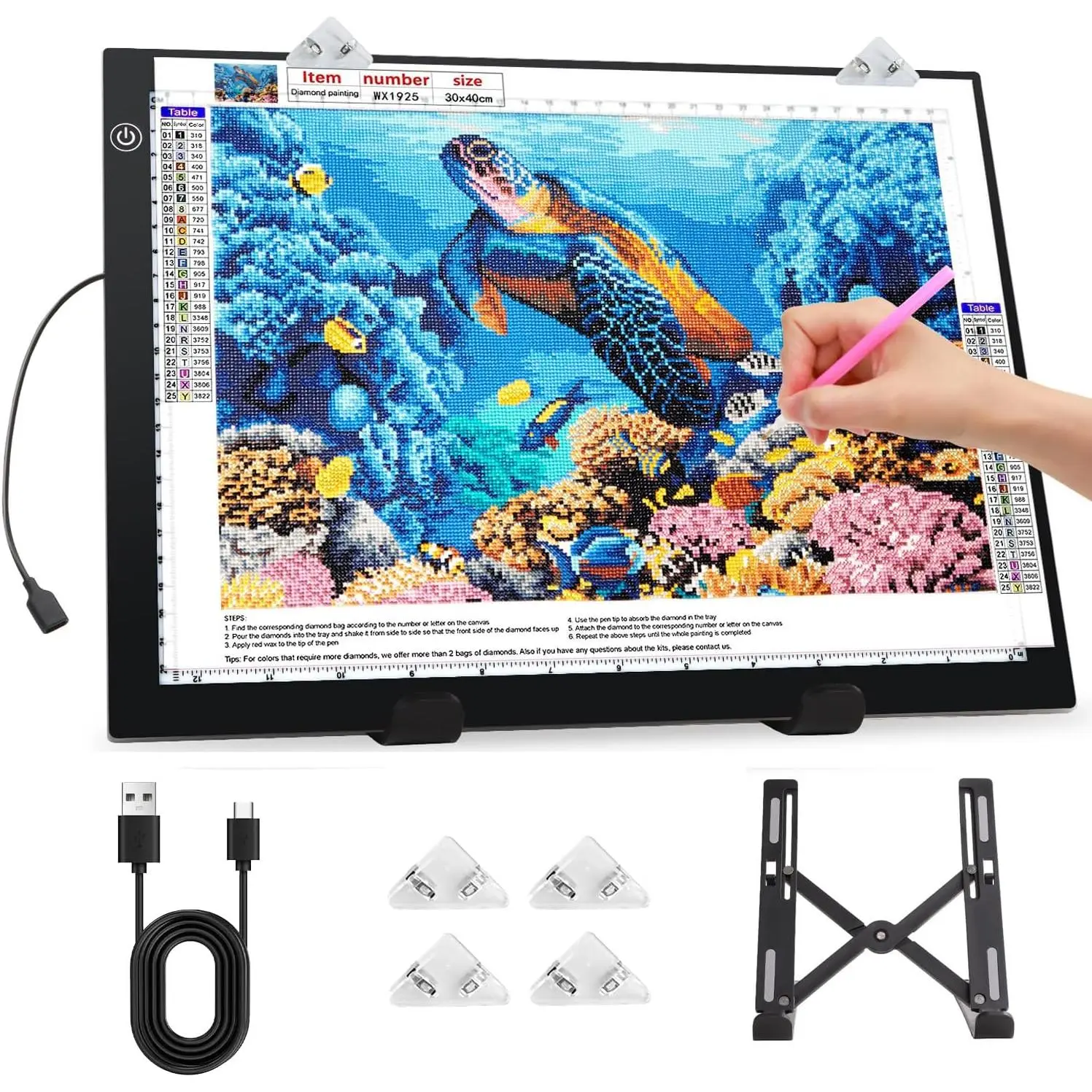 A3 Light Pad for  Painting Kit,4800Lux Super Bright 5mm Ultra Thin  Art Light Board with Stand and Clip,3 Levels Dimming Light Box for Artists,Drawing,Sketching,Animation