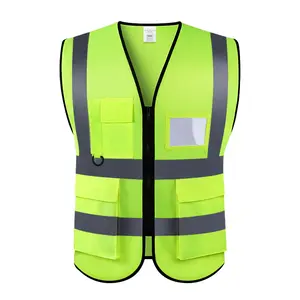 Multi-pocket Reflective Clothing High Visibility Vest with Pockets and Reflective Stripes for Safety