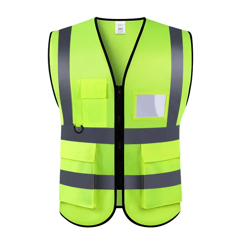 High Visibility Safety Vest for Men & Women, Striped Utility Vest with Multiple Pockets and Bright Reflectors