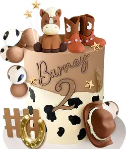 Cowboy Rodeo Cake Topper Cowboy Western Horse Cake Decorations Cowboy Hat Birthday Cowgirl Boots Cake Topper Cow Balls