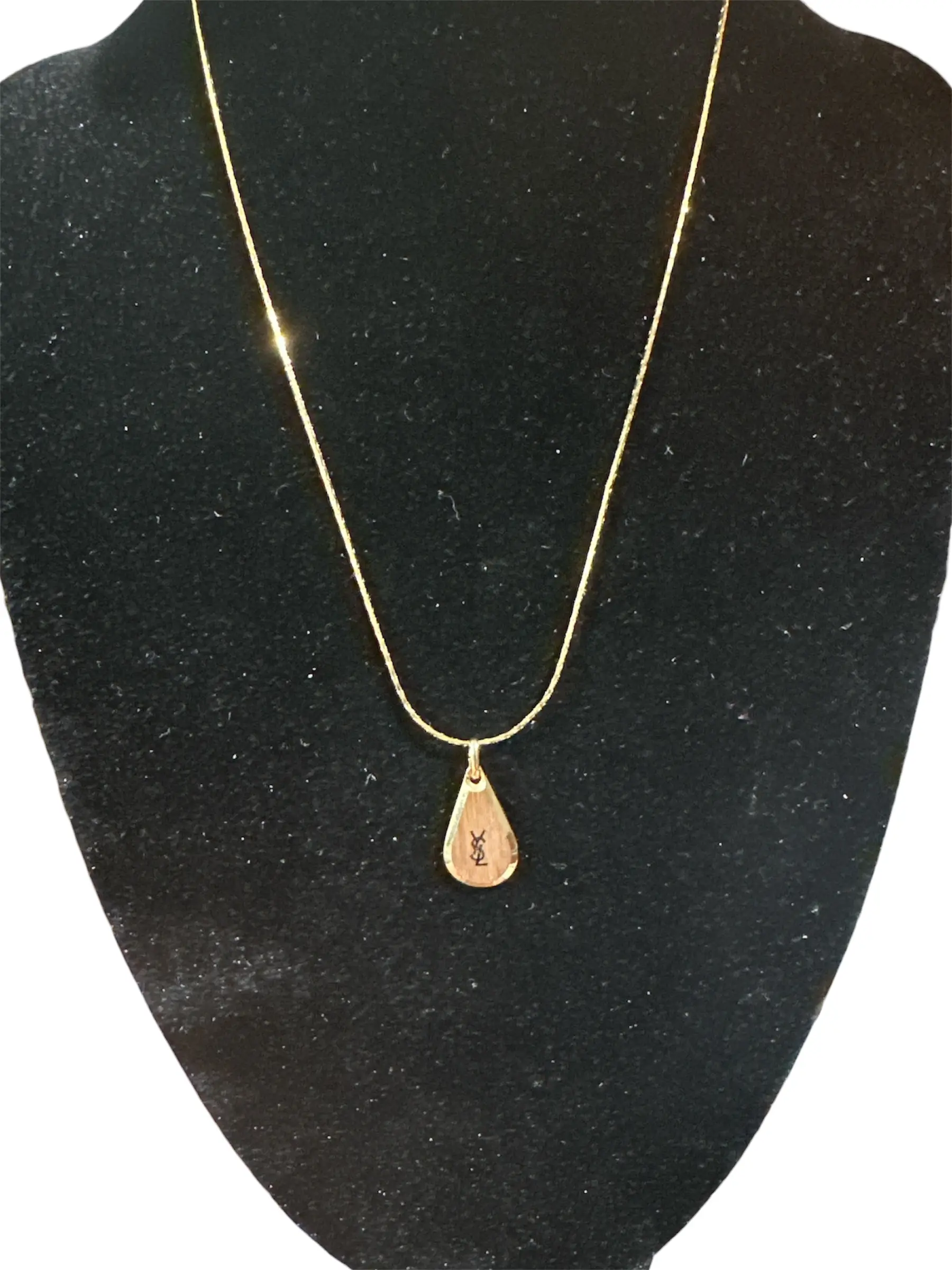 Pre-owned YSL Gold Plated 16 Inch Tear Drop Necklace