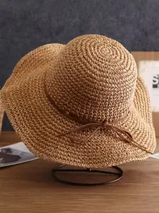 Women's Spring Summer Plain Knit Sun Hat, Hollow Straw Hat, Fashion Unisex Beach Hat, Multi-Functional UV Protection Cap, Casual Trendy Hat, Casual Outdoor Hat