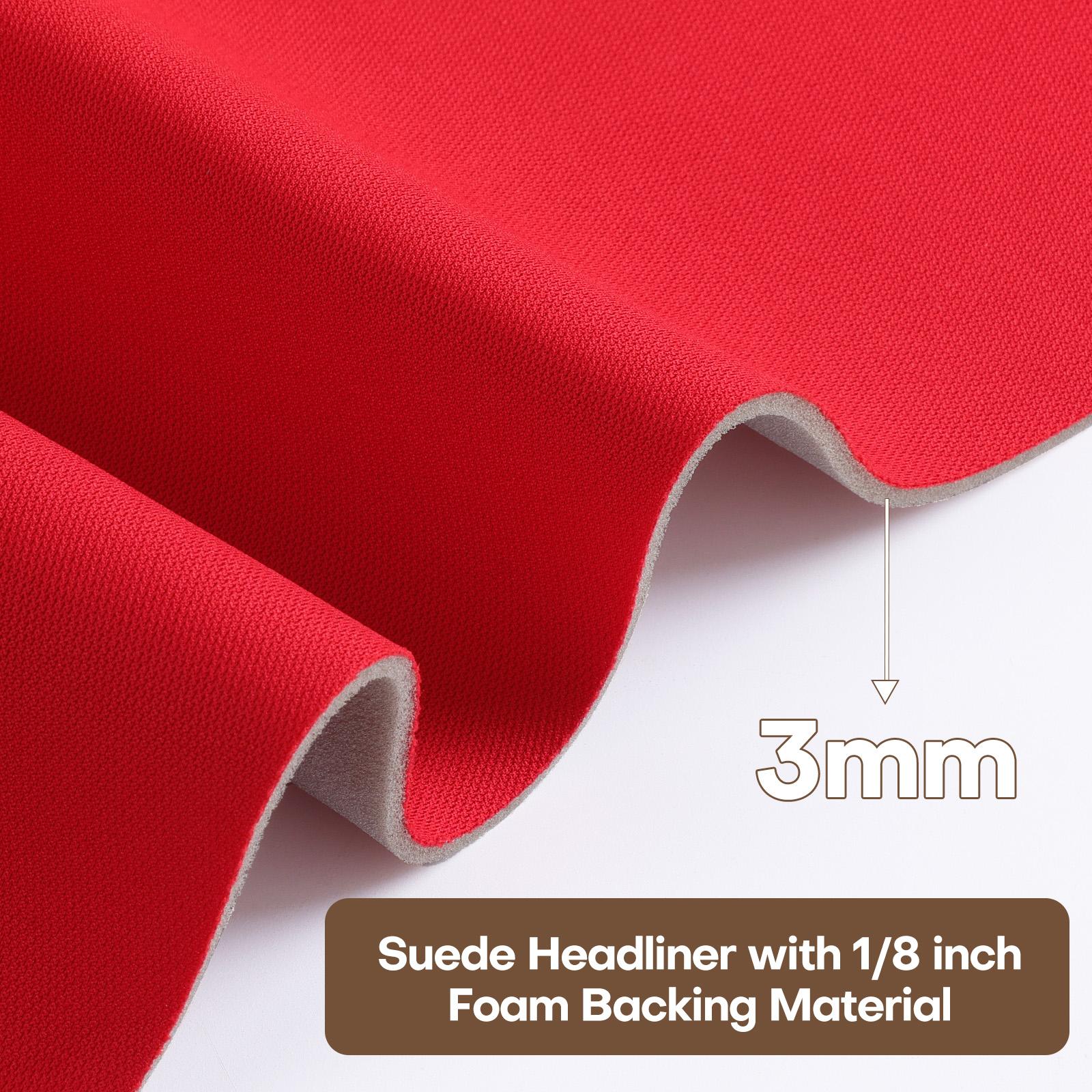Multi-color Auto Headliner Fabric Auto Roof Repair Upholstery Material –  SYNTHETIC LEATHER FABRIC 60" Flat Knit, 1/8" (3mm)   with  Foam Backed, Sold by the Yard, for Car Roof Liner Repair & Automotive Upholstery ceiling Suede Backing