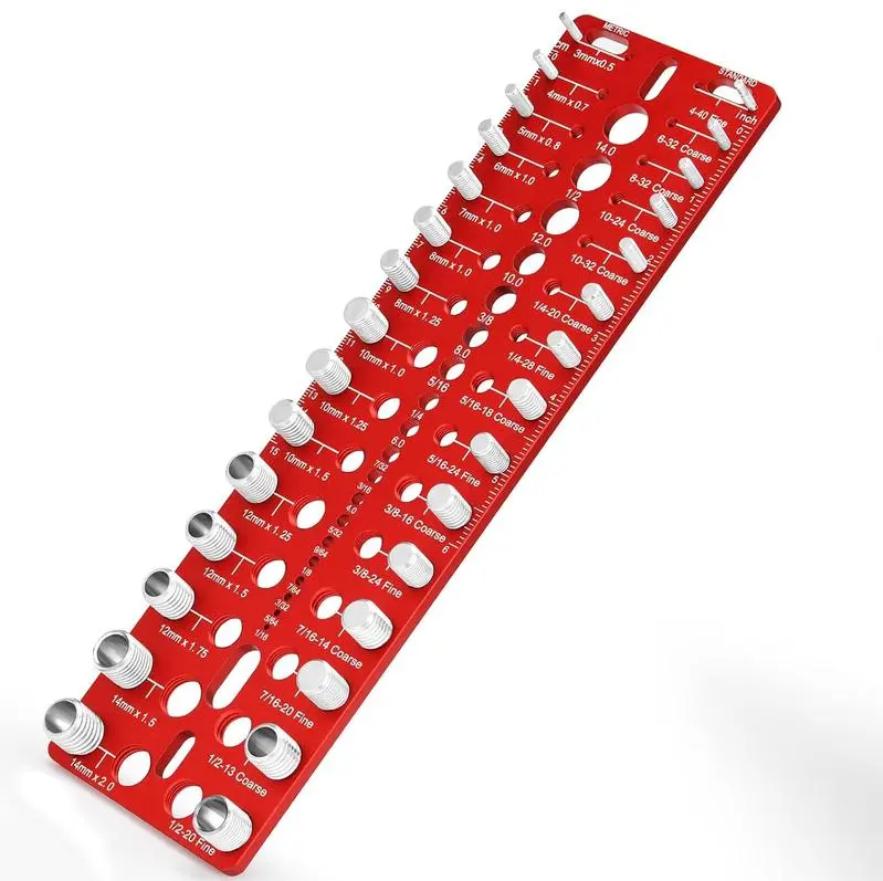 Thread Checker, 49 Nut and Bolt Thread Checker, Screw Size and Thread Identifier Gauge with 15 Standard & 15 Metric &19 Drill Bit Gauges, Bolt Size Finder for Quickly Identify Thread Sizes