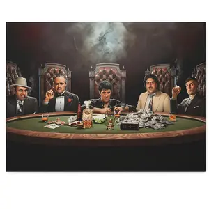 World Famous Gangsters Horizontal Canvas Gangster Last Supper Movie Poster Godfather Scarface Thomas Shelby Goodfellas Art Print Decorative Wall Art Home Decor Gift Gorilla Hanging Painting