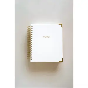 Living in Light Christian Planner V3 White Leather Gold Foil Spiral 410 Pages Undated Modern Faith-Based Planner with Tabs & Gold Corners for Bible Study Sermon Notes Prayer Requests Goal Setting Finances & More