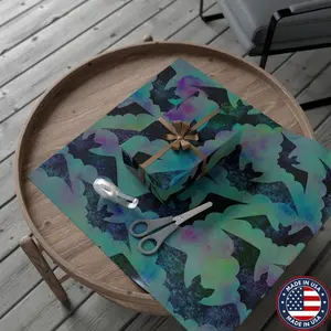 Holographic Bat Gift Wrap Set: Spooky Halloween Wrapping Paper