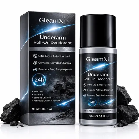 Underarm Roll On Deodorant with Activated Charcoal Odor Control Quick Dry Powdery Feel for Daily Personal Care at Home Work Gym and Travel