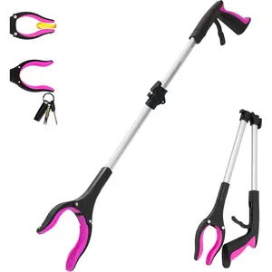 32 inch Heavy Duty(up to 10 lbs) Reacher Grabber Tool with Strong Magnetic (New Pink) 1 Pack