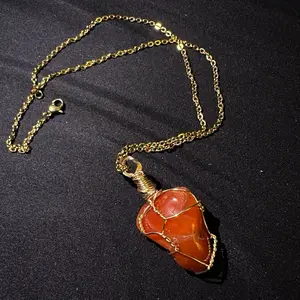 Carnelian Wire Wrapped 1/2” to 1” Crystal Pendant - “Stone of Motivation” inner peace