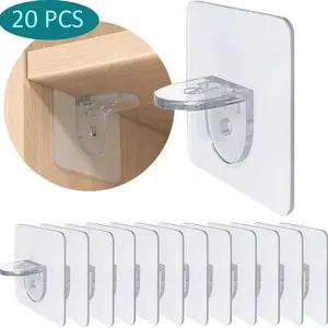 20pcs Adhesive Shelf Brackets: Punch-Free Support Pegs For Kitchen Cabinets, Bookshelves & Closets, Self Adhesive Hooks