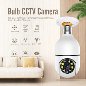 1pc HD 1080P 2.4G WIFI Light E27 Bulb IP Camera Smart Home Security Video Surveillance System 360° Auto Motion Tracking No Blind Area Real Time Two Way Audio Color Night Vision Anti-theft Alarm Push To Mobile Easy To Install & Use