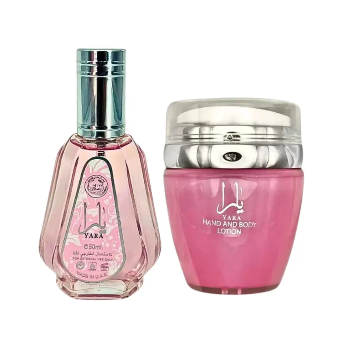 Lattafa YARA Women's Vanilla-Floral Hand & Body Moisturizer Lotion + Fragrance Spray Perfume by Ard Al Zaafaran, 1.7oz(50ml) - Lightweight Cosmetic Gift for Skin & Body Care