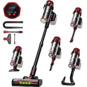 Cordless Vacuum Cleaner for Milwaukee Battery, 45KPA 400W Vacuum Cleaners for Home, Self-Standing Stick Vac w/ LED Display, Anti-Tangle Lightweight Vacuum for Carpet, Floor, Car(Battery Not Included)